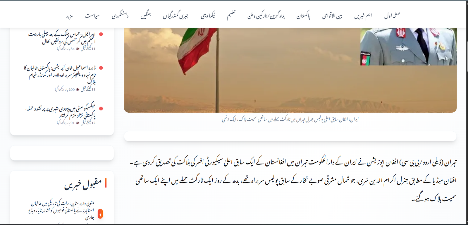 Daily Urdu news article page
